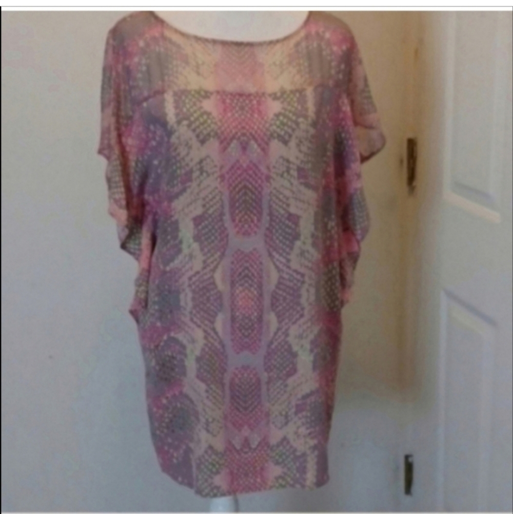 twelfth Street by Cynthia Vincent 100% silk mini shift dress Snake Print